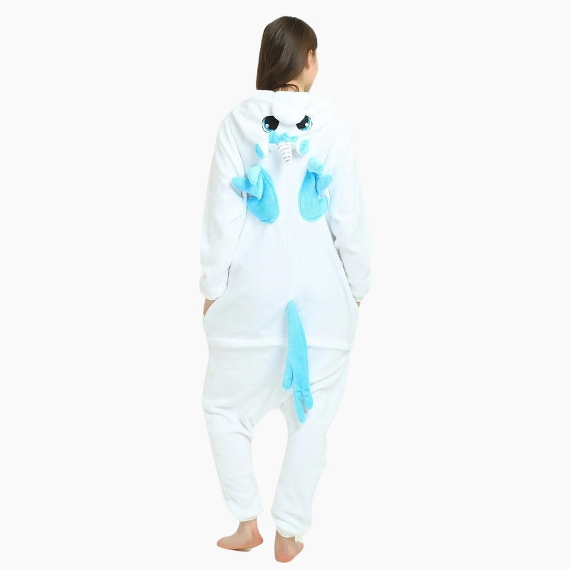 Combi pyjama blanche et bleue style licorne pour femme