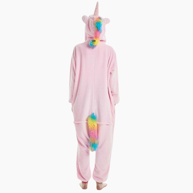 Combinaison pyjama rose et blanche style licorne pour femme