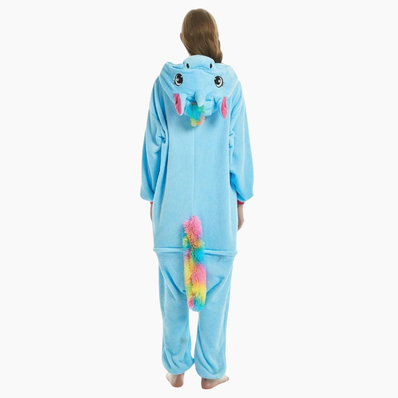 Pyjama bleu et blanc style licorne pour adultes