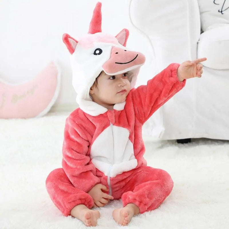 Pyjama licorne rouge et blanc bébé