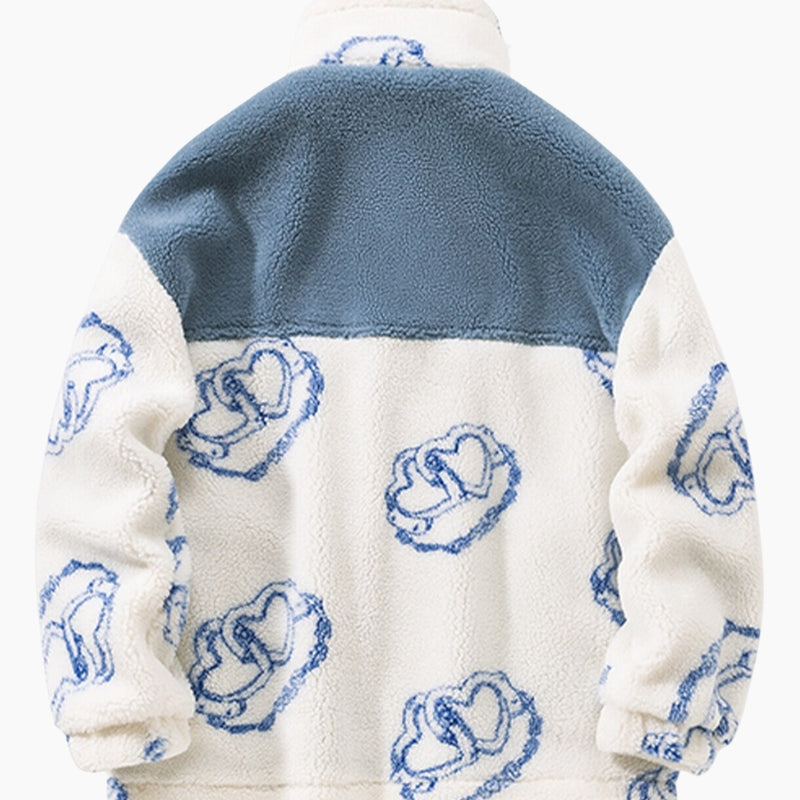 Veste en matière Pilou Pilou de couleur bleue et blanche pour homme