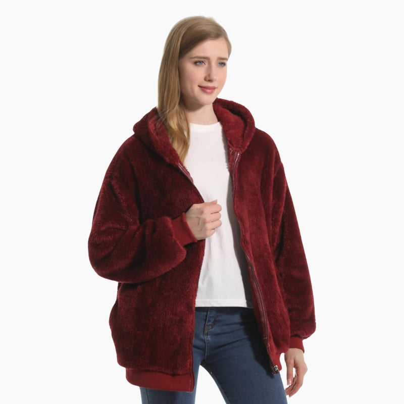 Veste Polaire Femme Sans Capuche - Manteau D'hiver Chaud, Fermeture éclair, Poches, Manches Longues