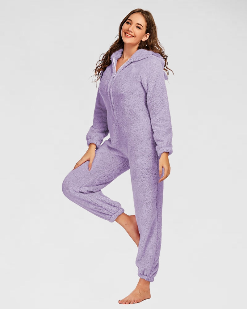 Combinaison pyjama pilou zippée capuche multicolore fille