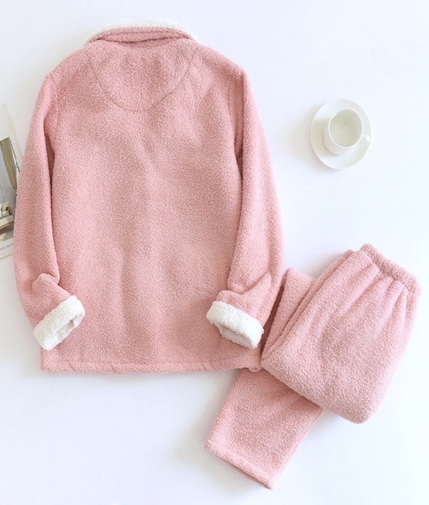 Pyjama rose et blanc en Pilou Pilou pour femme