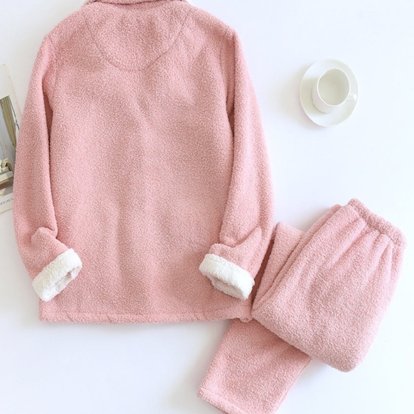 Pyjama rose et blanc en Pilou Pilou pour femme