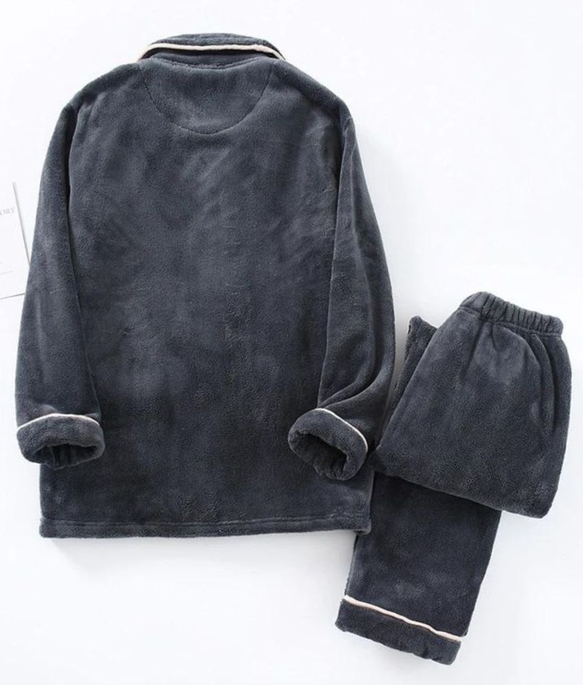 Pyjama gris anthracite pour homme en matière Pilou polaire